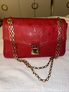 AUTHENTIC Louis Vuitton Monogram Empreinte Saint Germain PM Red 💎